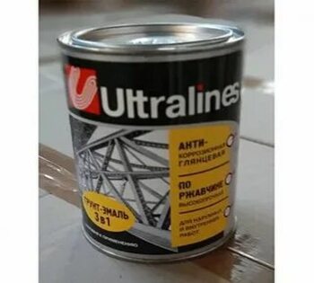 Грунт-эмаль по ржавчине 3в1 бежевая 0,8кг Ultra Lines /6шт