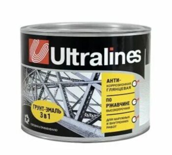 Грунт-эмаль по ржавчине 3в1 графит 1,8кг Ultra Lines /14шт