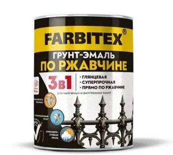 Грунт-эмаль по ржавчине 3в1 ккоричневая 1,8кг FARBITEX ПРОФИ/14