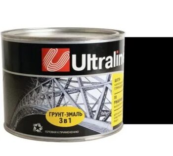 Грунт-эмаль по ржавчине 3в1 черная 2,6кг Ultra Lines /6шт