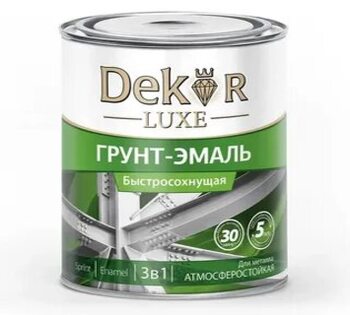 DECOR LUXE Грунт-эмаль 3в1 быстросохнущая 30мин Зеленая 0,9кг (Кубанские краски)