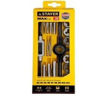 28012-H20 STAYER MaXCut, 20 предмета,¶легированная сталь, набор метчиков и¶плашек
