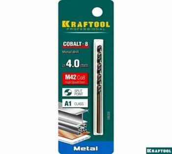29656-4 KRAFTOOL Cobalt, 4.0 х 75 мм, сталь М42, HSS-Co(8%), сверло по металлу