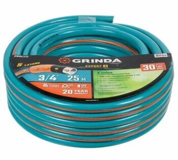 429007-3/4-25 GRINDA  EXPERT 5, 3/4" 25 м, 30 атм, пятисл-ый,текст армир, полив шланг, PROLine